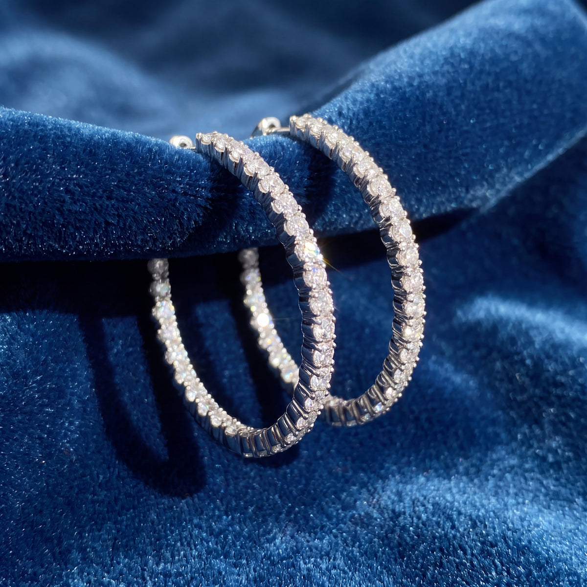 2.70 ct Diamond Hoop Earrings in 14K White Gold