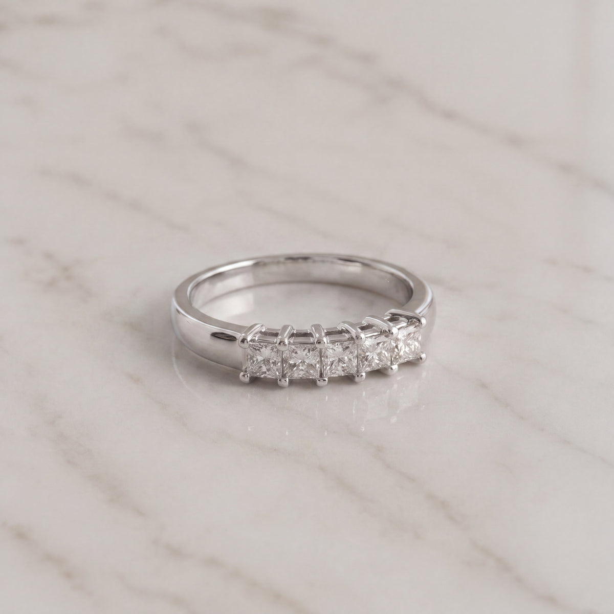 Five-Stone Princess Cut Diamond Ring in White Gold