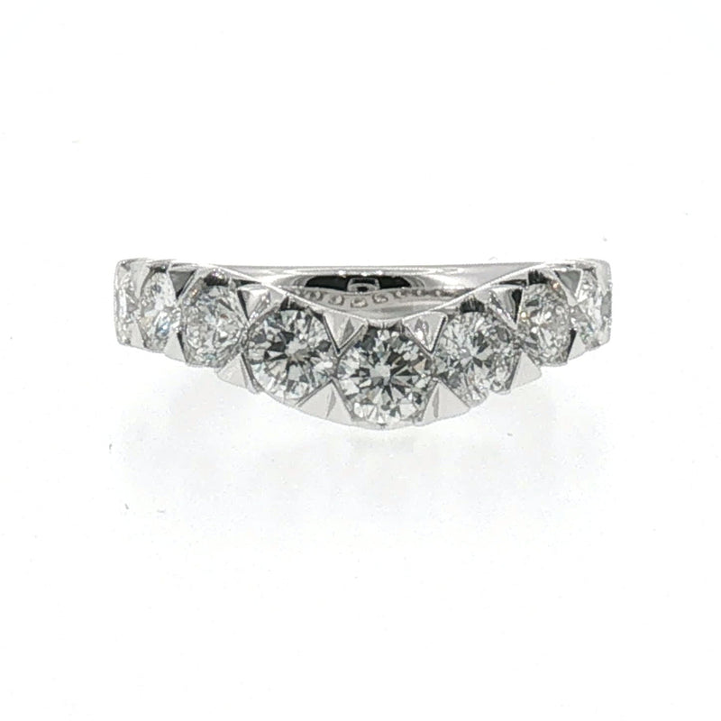 Curved Diamond Wedding Band in White Gold