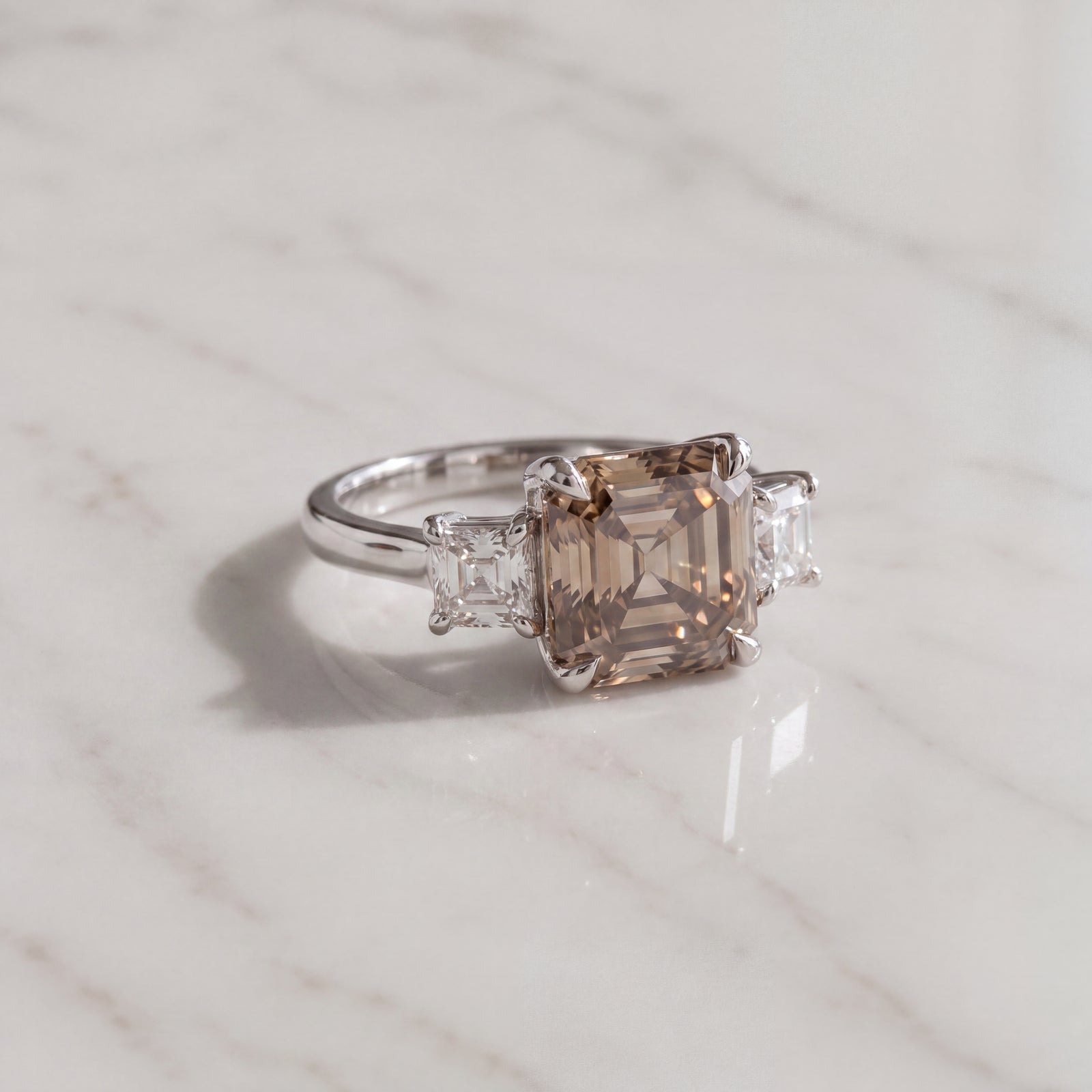 Fancy Brown Diamond Three-Stone Ring in White Gold