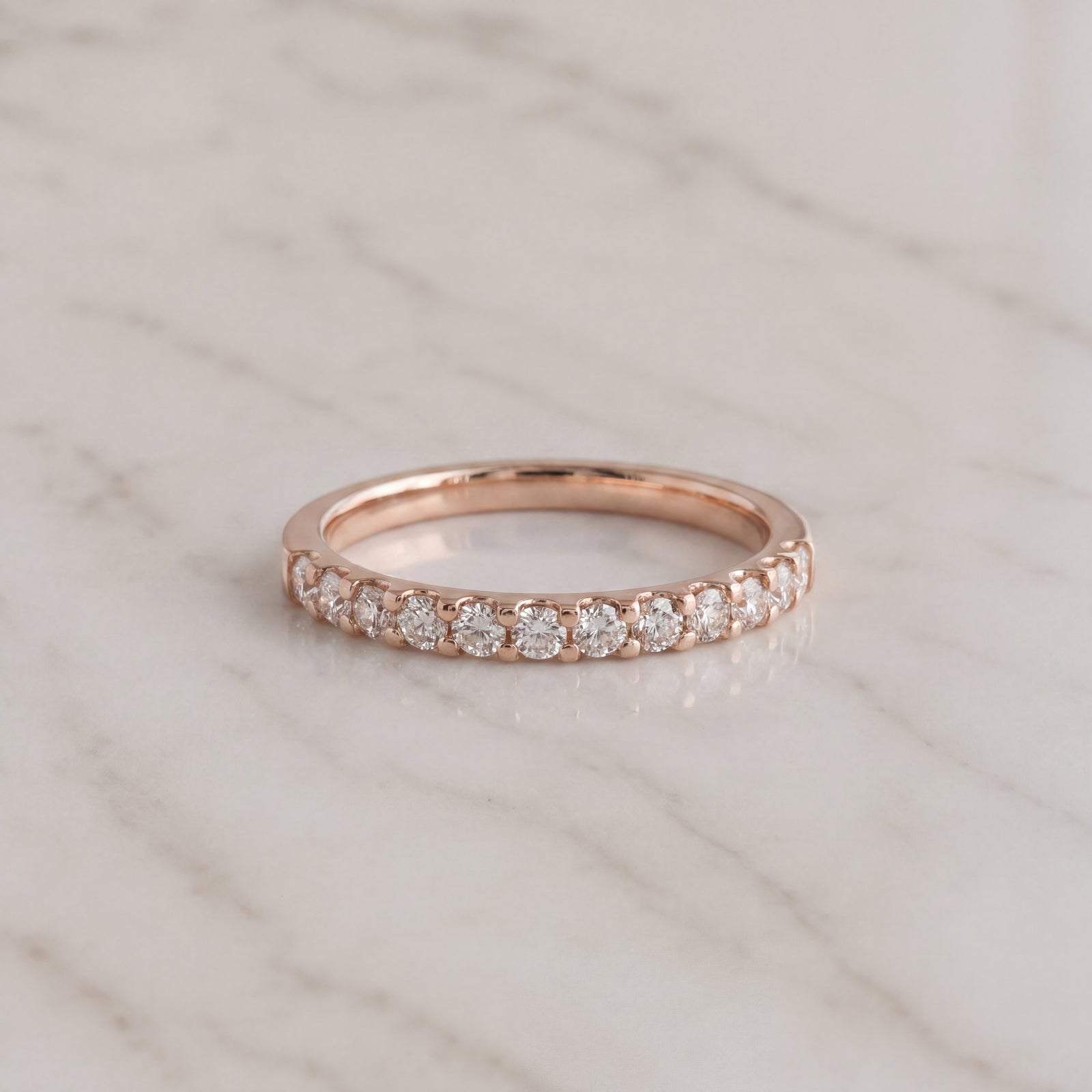 Diamond Shared Prong Band in Rose Gold