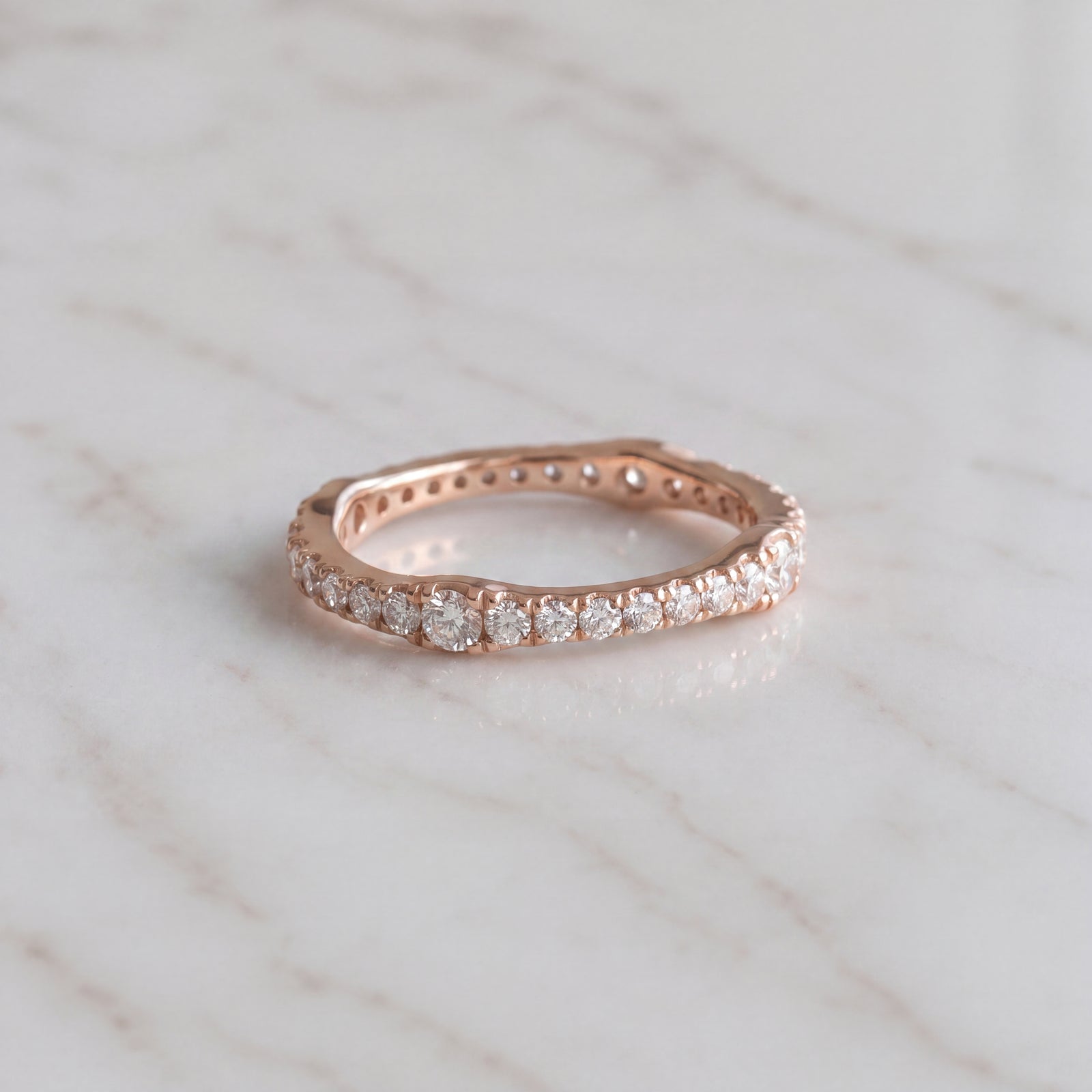 Rose Gold Diamond Contoured Eternity Ring