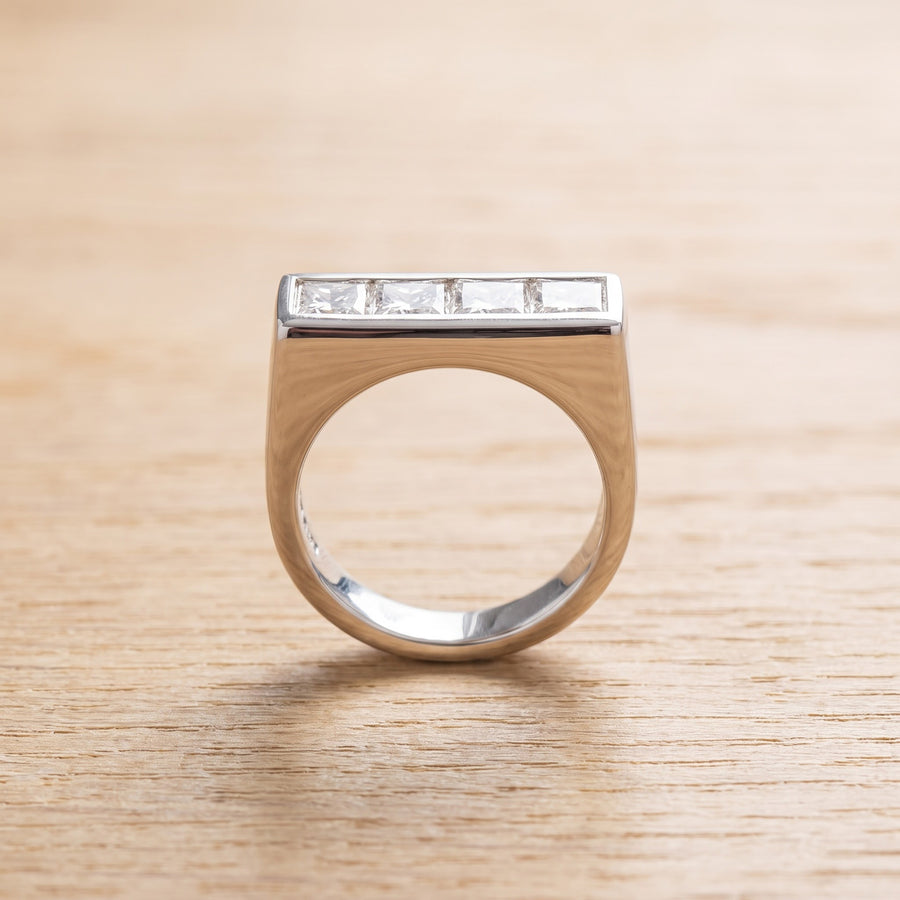 Channel-Set Princess-Cut Diamond Band in 14K White Gold