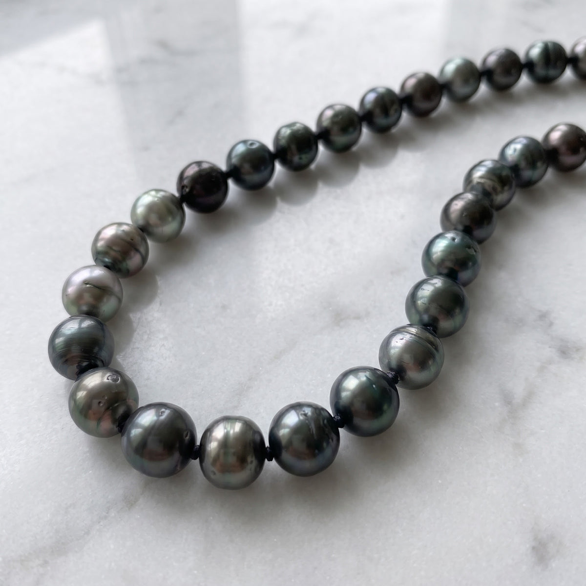 Classic Tahitian Pearl Knotted Necklace with 14K White Gold Clasp