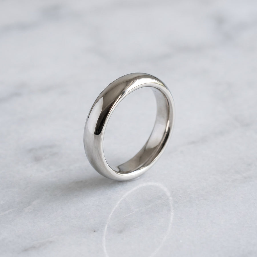 Classic Polished Domed Band Ring in White Gold