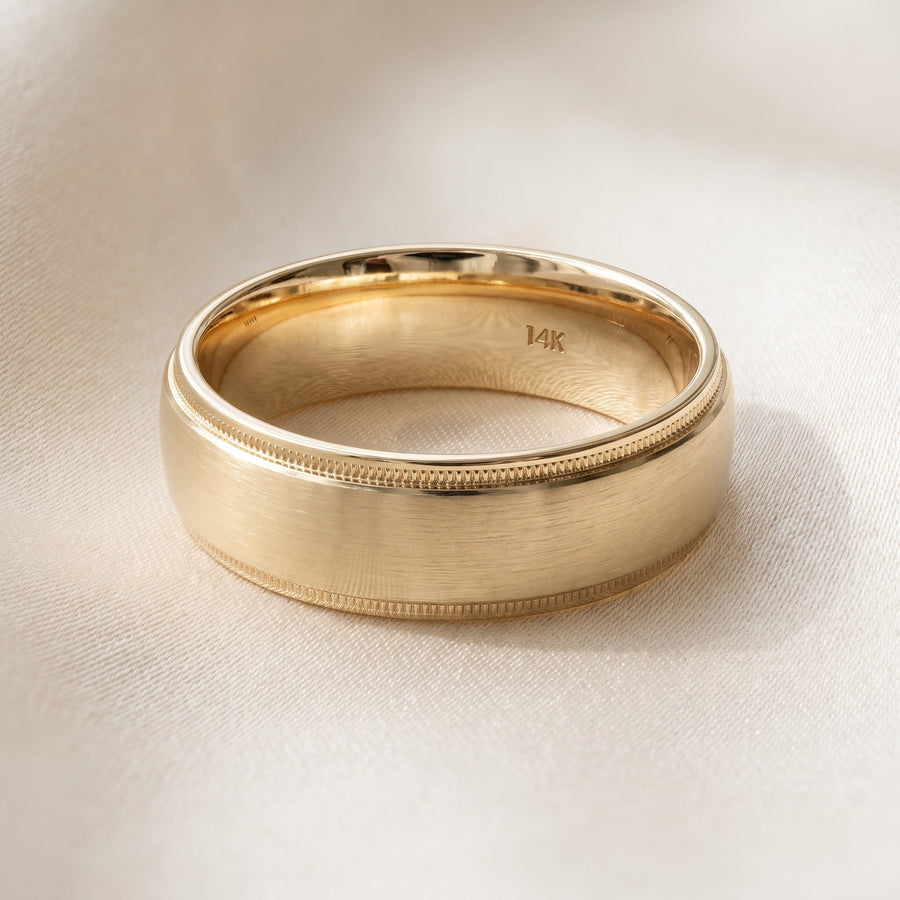 Classic Yellow Gold Milgrain Wedding Ring