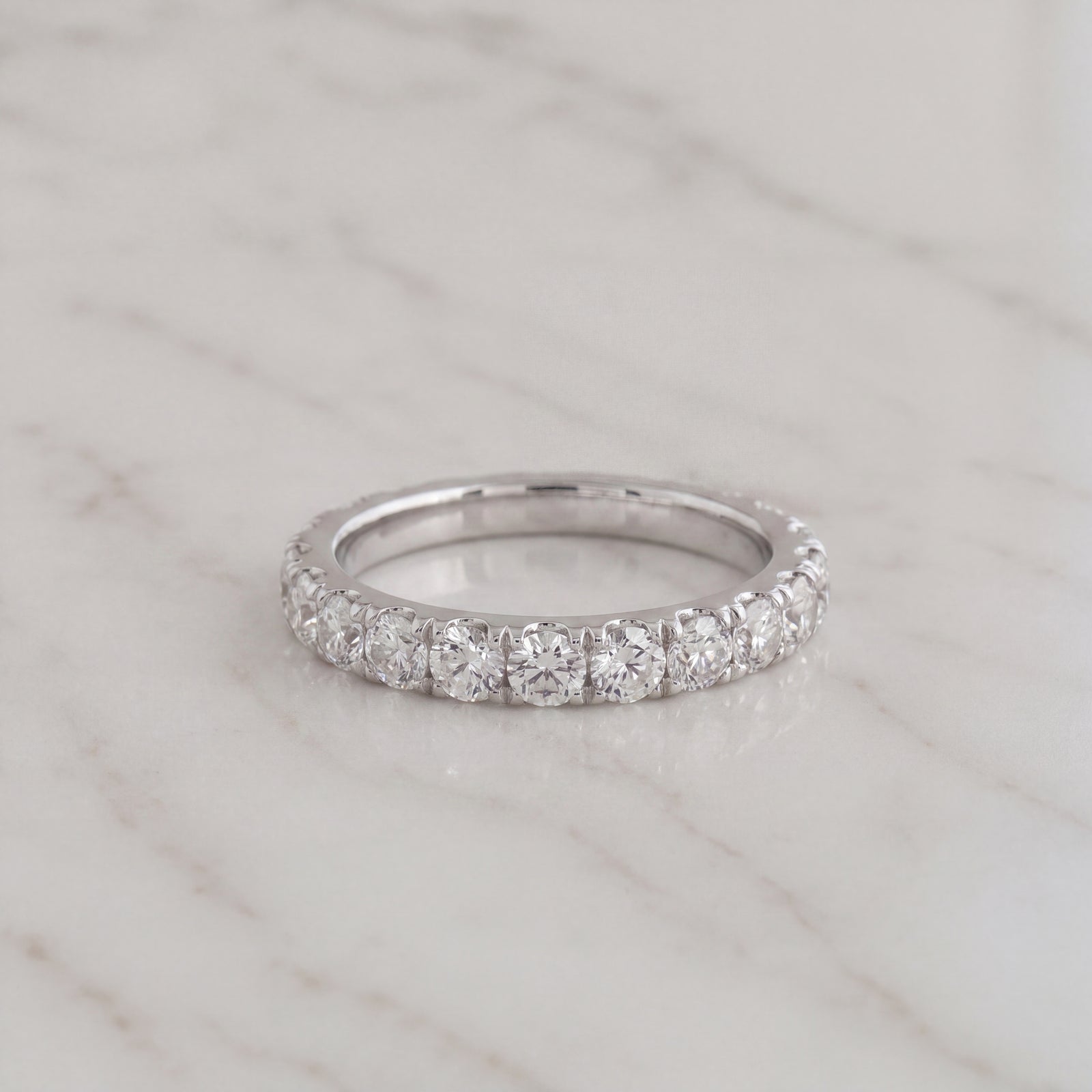 White Gold Round Diamond 'U' set Band