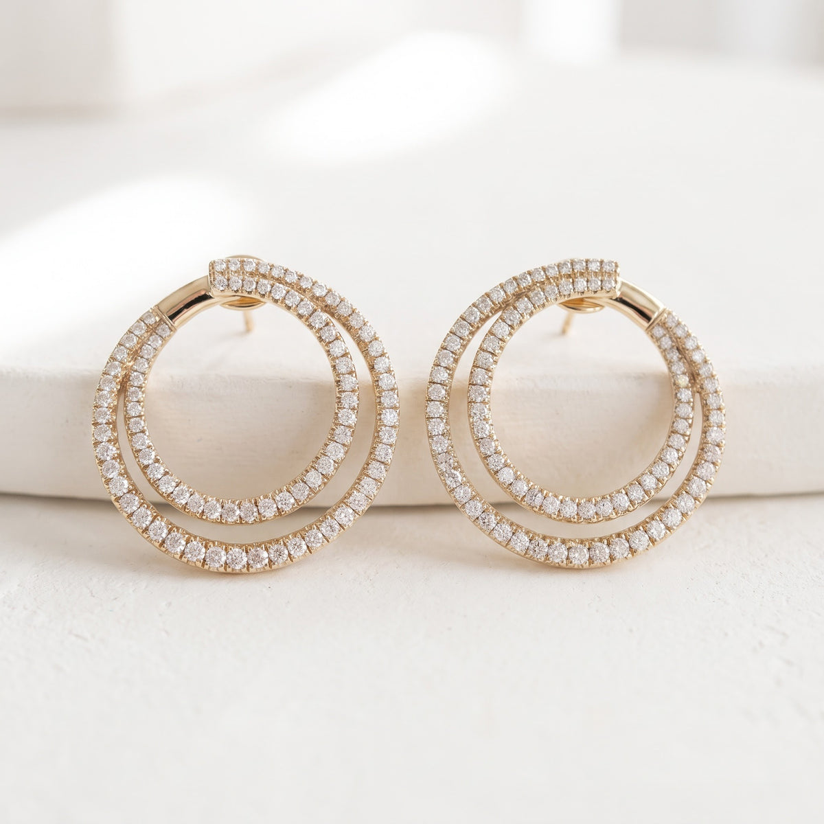 2.11 ct Diamond Double Hoop Earrings in 14K Yellow Gold