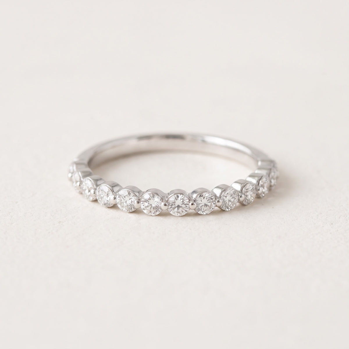 0.49 ct Diamond Half-Eternity Single Prong Ring in 14K White Gold
