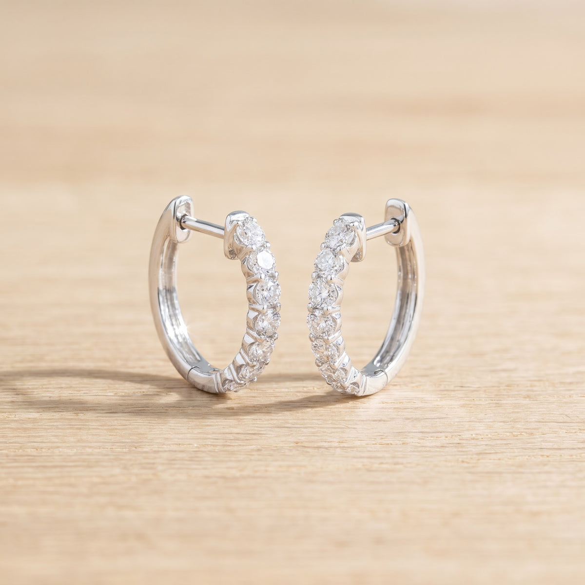 0.86 ct Diamond Hoop Earrings in 14K White Gold