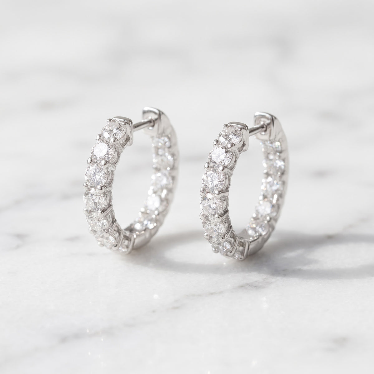2.63 ct Diamond Hoop Earrings in 14K White Gold