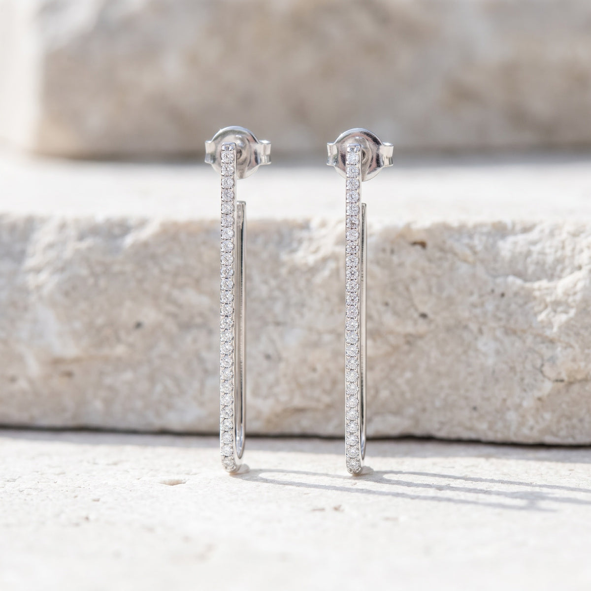0.49 ct Diamond Pavé Bar Drop Earrings in 18K White Gold