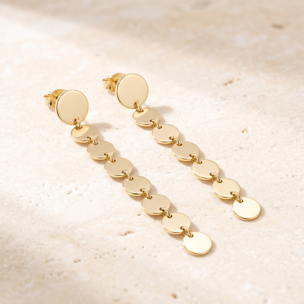 Disc Dangle Earrings in 14K Yellow Gold