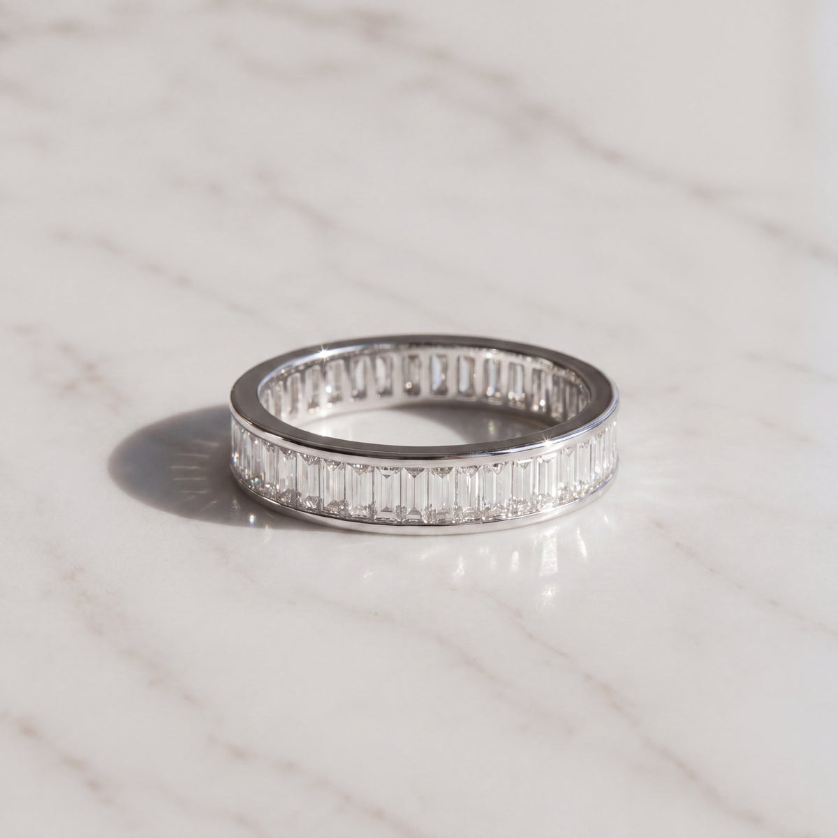 Baguette Diamond Channel-Set Eternity Ring in White Gold