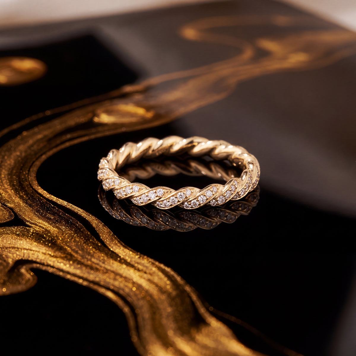 Yellow Gold Twisted Diamond Band