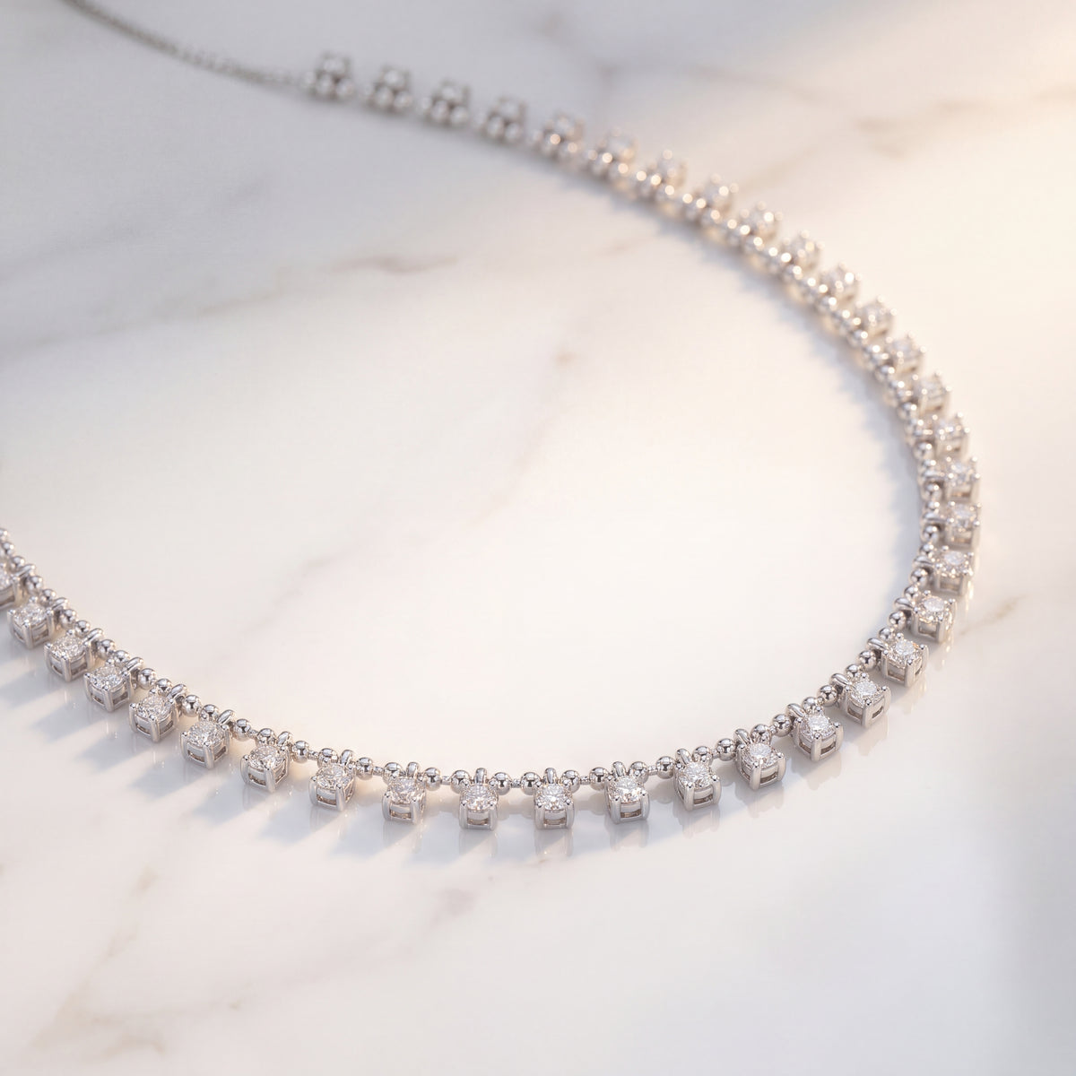 1.99 ct Diamond Station Drop Necklace in 14K White Gold