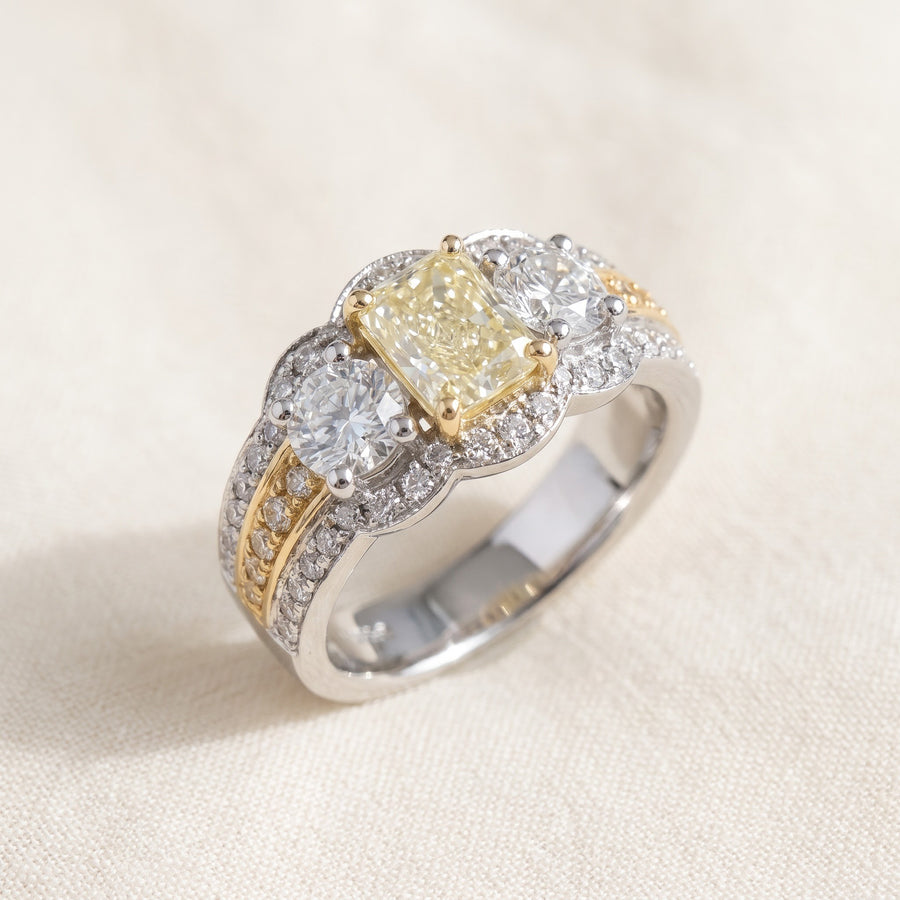 Fancy Yellow Diamond Multi-Stone Ring in White Gold