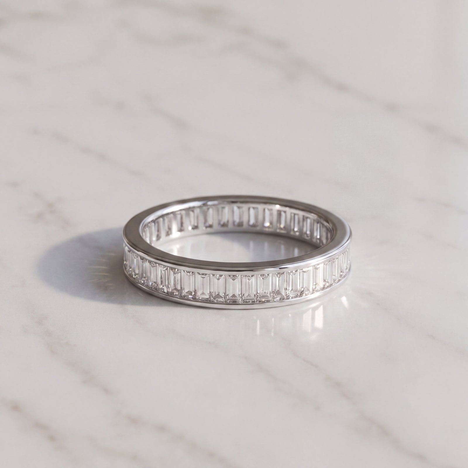 Channel-Set Baguette Diamond Eternity Ring in White Gold