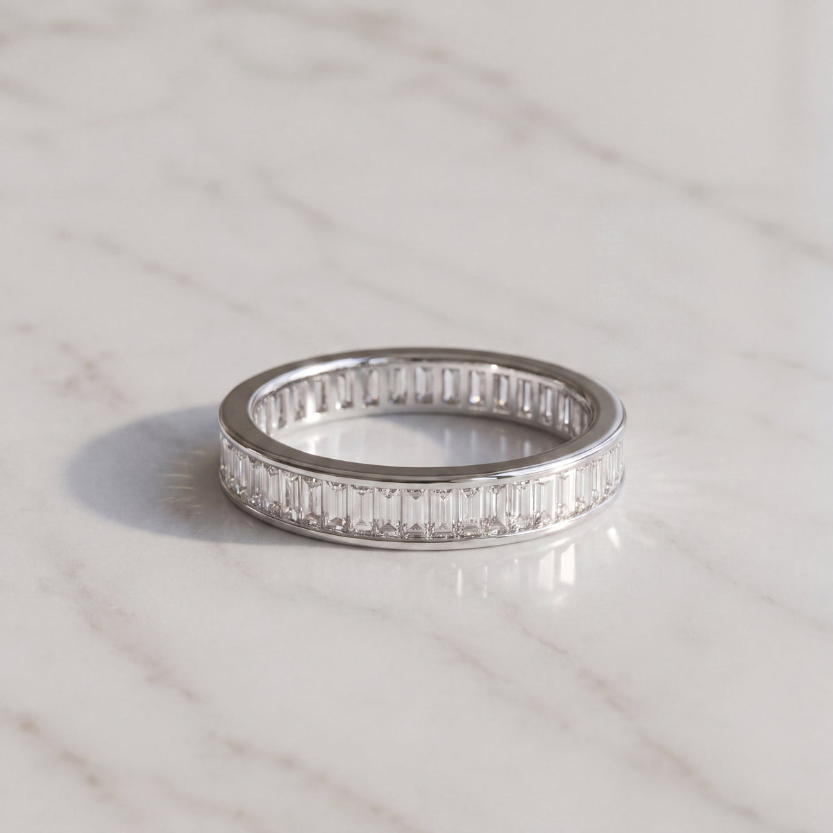 Channel-Set Baguette Diamond Eternity Ring in White Gold