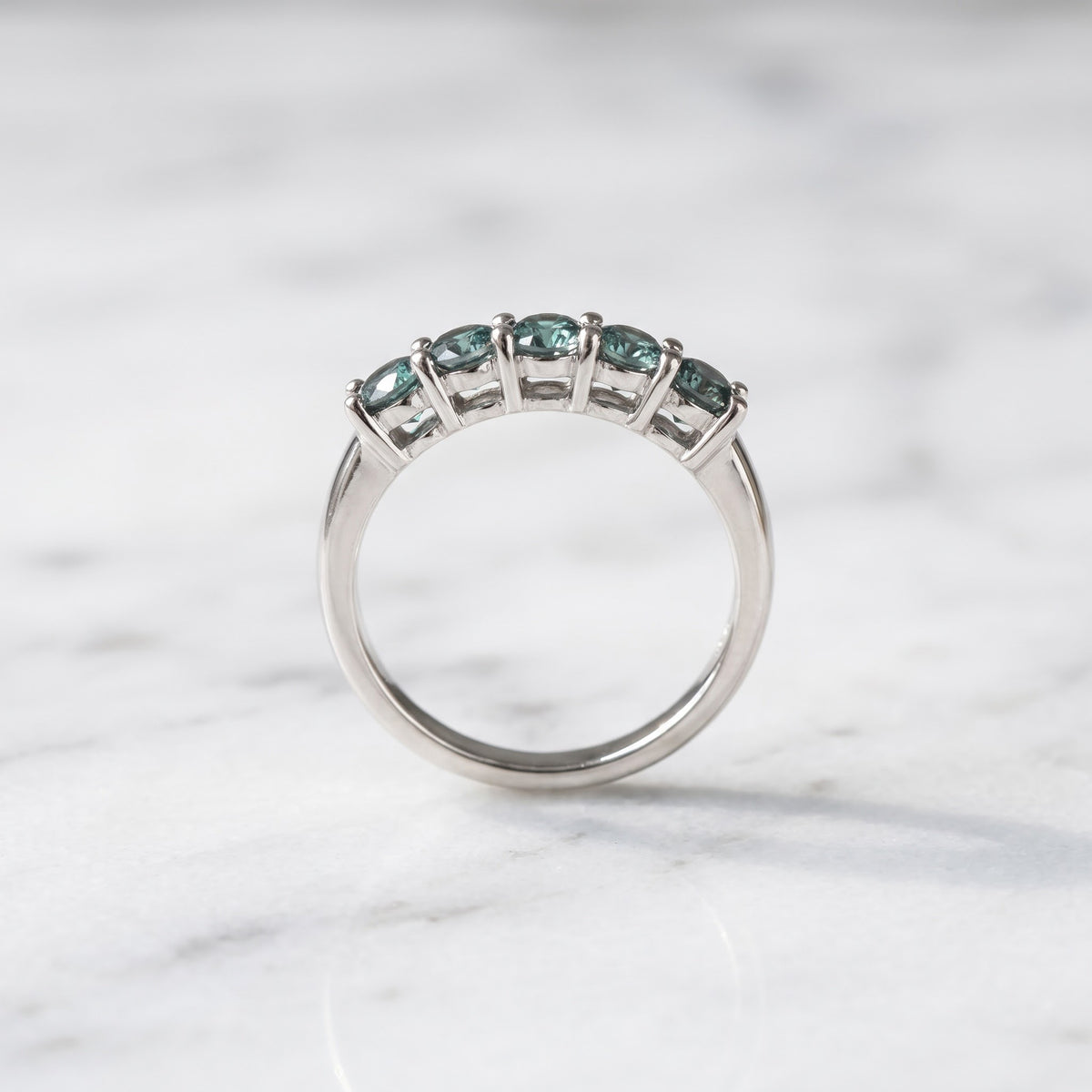0.75 ct Five-Stone Alexandrite Ring in 14K White Gold