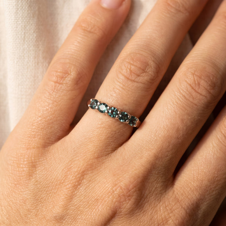 0.75 ct Five-Stone Alexandrite Ring in 14K White Gold, worn