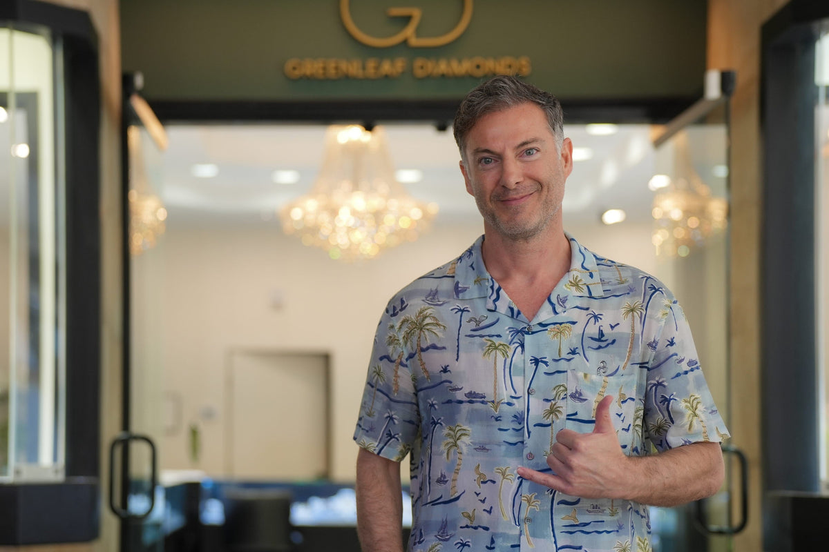 Andre Sengul in the doorway of Greenleaf Diamonds at the Shops at Wailea