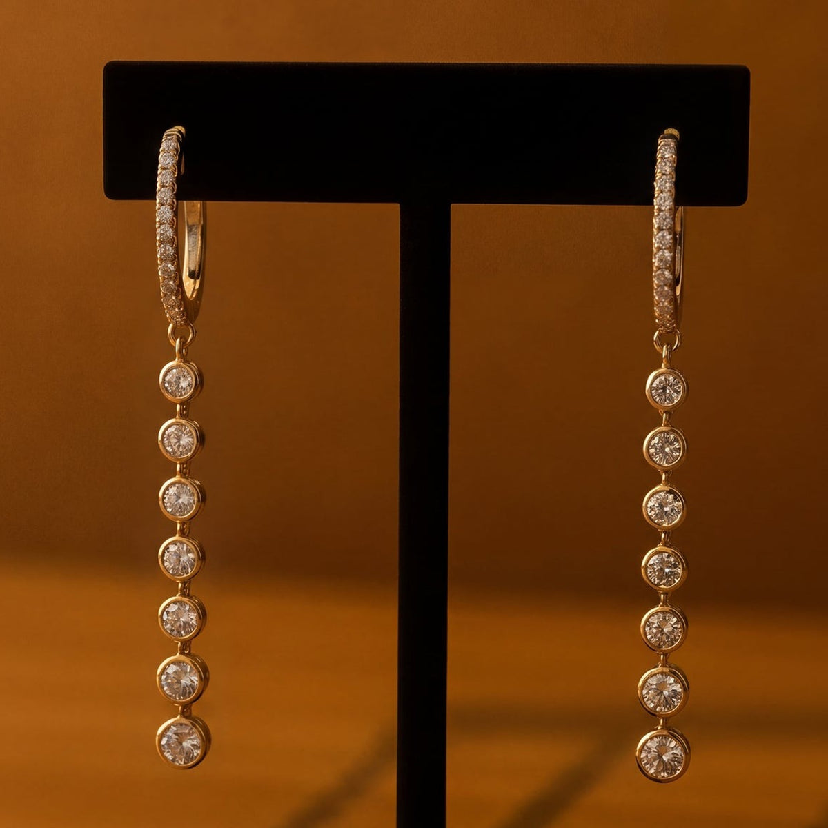 1.50 ct Diamond Linear Drop Earrings in 14K Yellow Gold