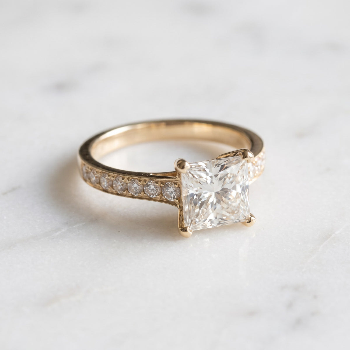 1.91 ct Princess Cut Diamond Engagement Ring in 14K Yellow Gold