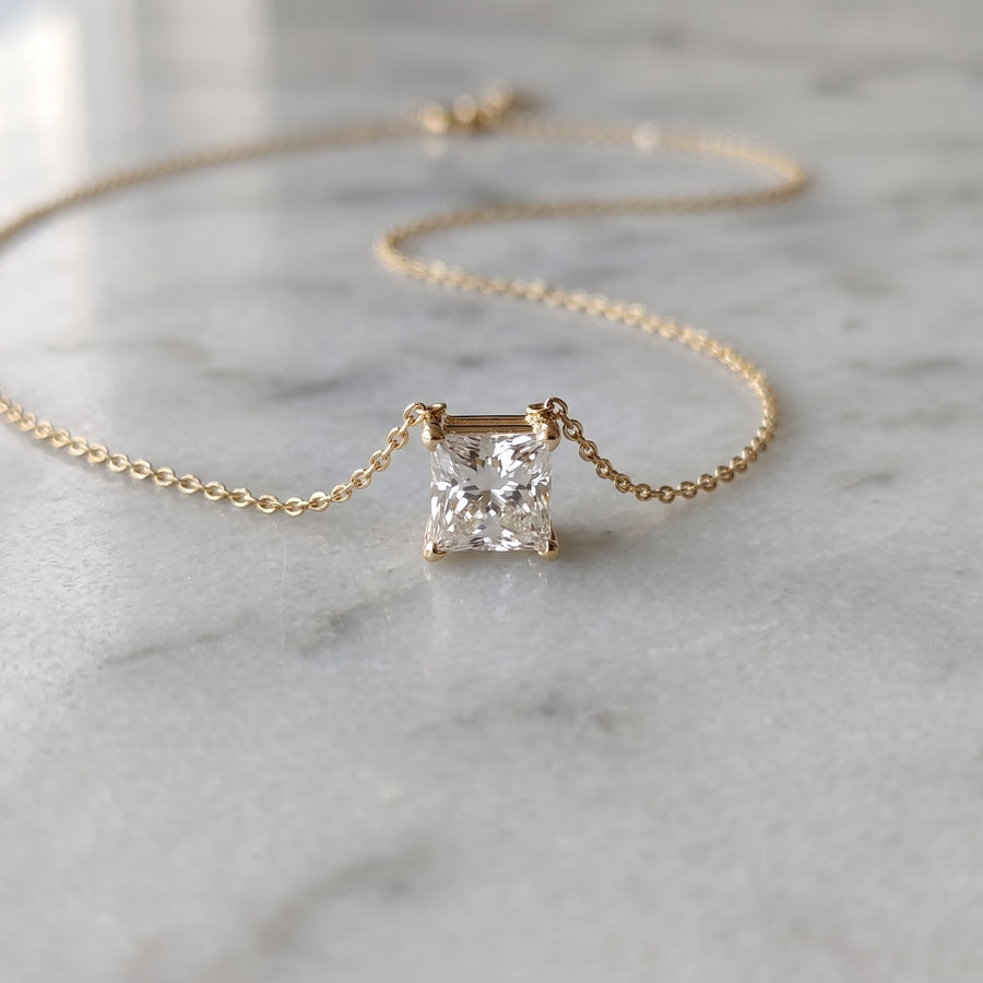 Solitaire Diamond Necklace in Yellow Gold