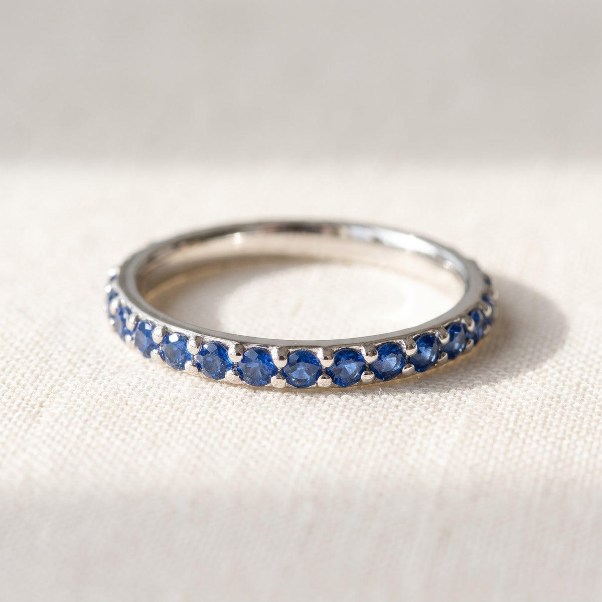 0.48 ct Blue Sapphire Band in 14K White Gold