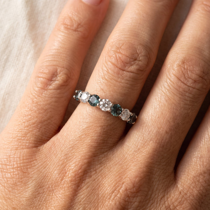 0.80 ct Alexandrite and Diamond Ring in 14K White Gold, worn