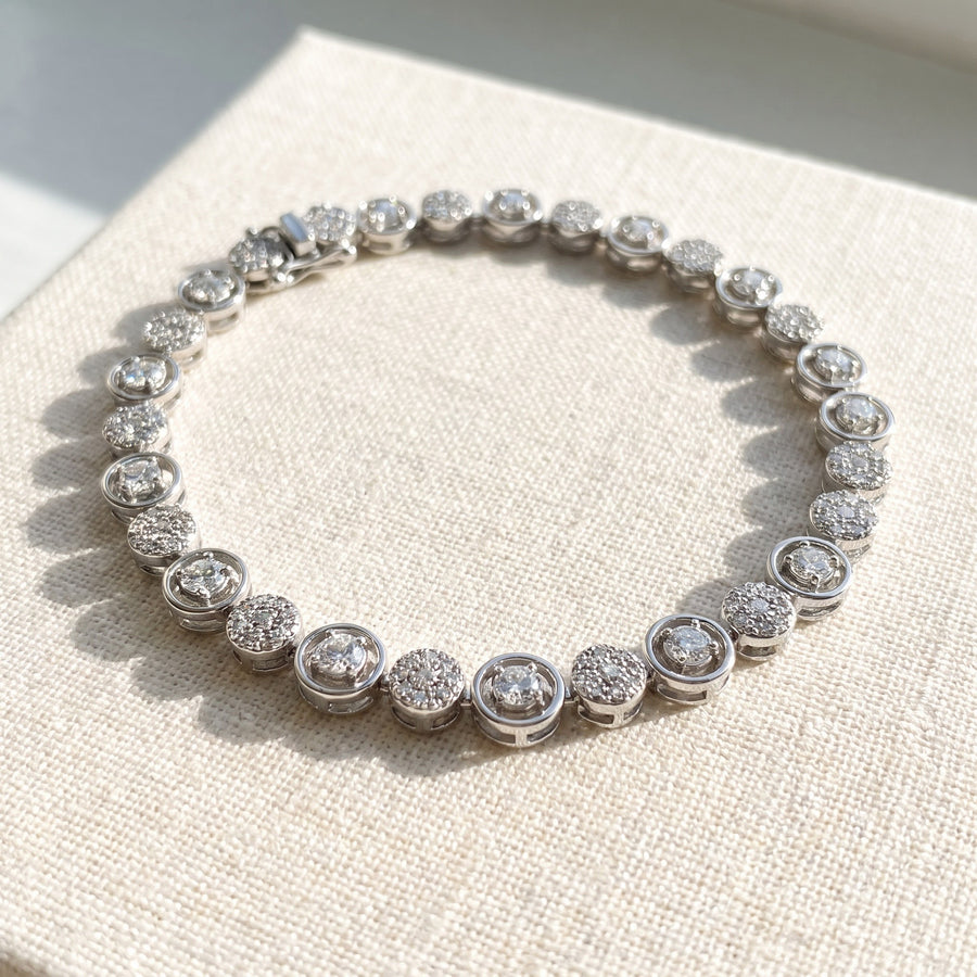 White Gold Diamond Alternating Tennis Bracelet