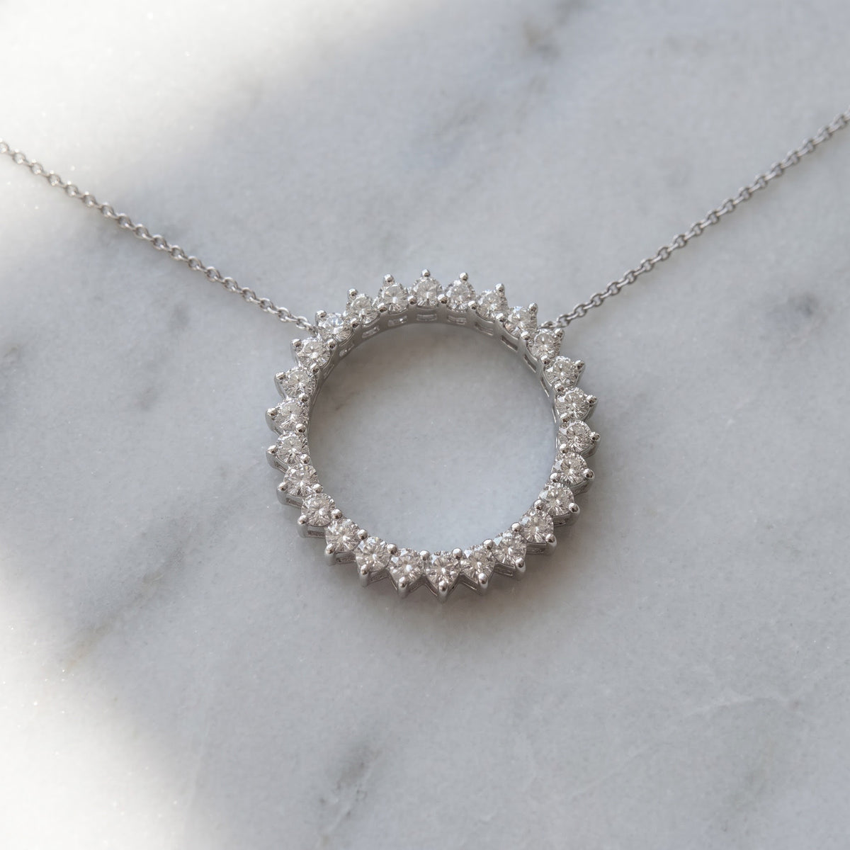 White Gold Diamond Open Circle Pendant