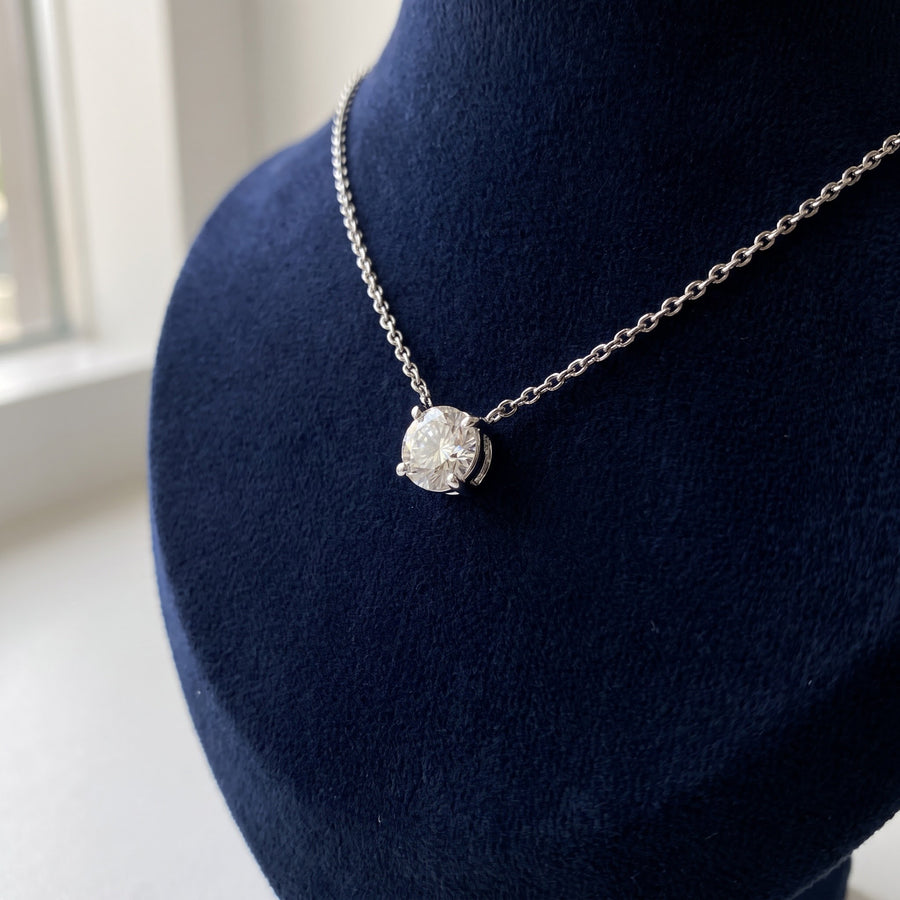 White Gold Diamond Solitaire Pendant Necklace