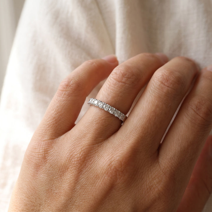 White Gold Diamond 'U' Prong Band, worn