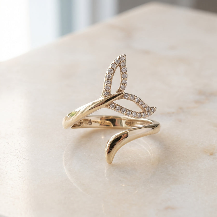 Yellow Gold Diamond Openwork Bypass Ring
