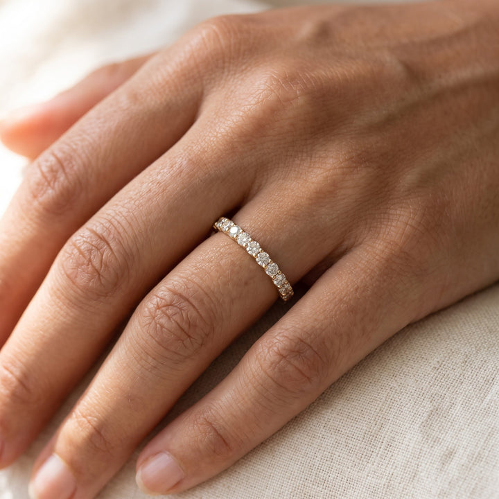 0.49 ct Diamond Shared-Prong Band in 14K Yellow Gold, worn