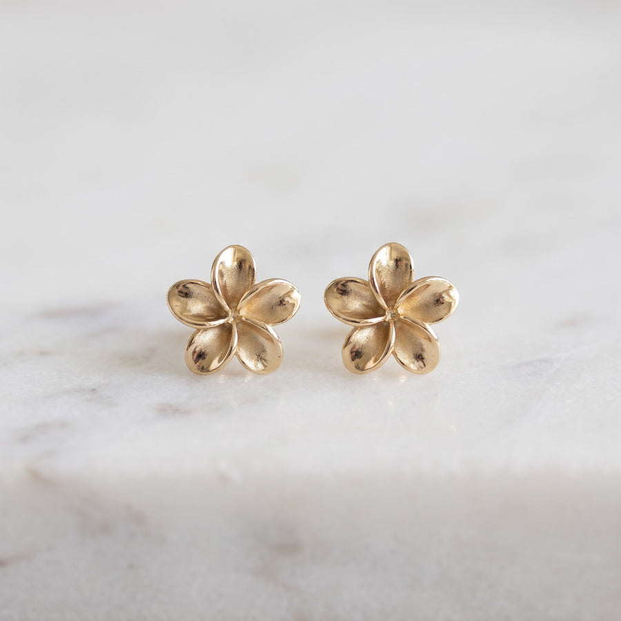 Yellow Gold Floral Stud Earrings