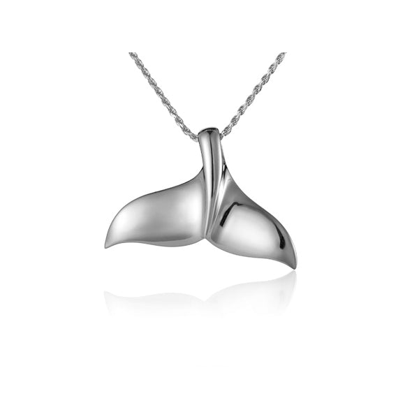 Whale Tail Necklace in 14k White Gold
