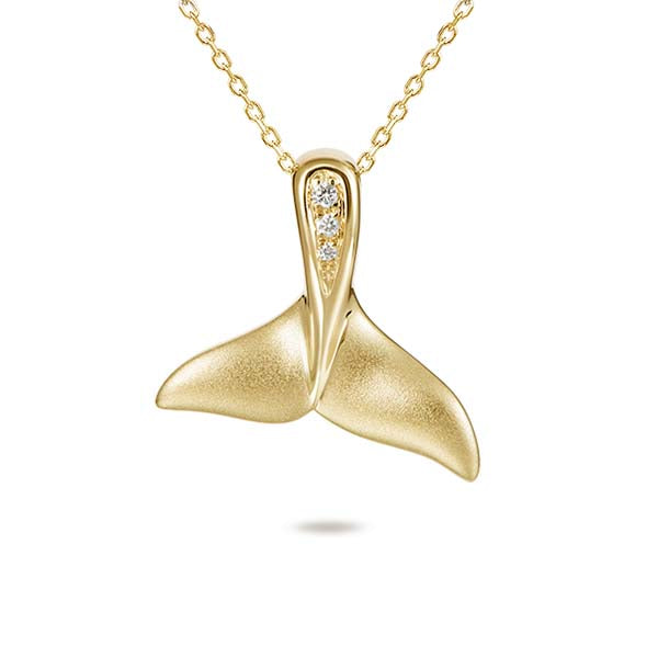 Carat Diamond Whale Tail Pendant in 14k Yellow Gold