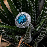 5.24 Carat Blue Zircon Gemstone Ring in 14k White Gold