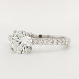 Round 1.3 Carat Diamond 14k White Gold Classic Engagement Ring (2mm)