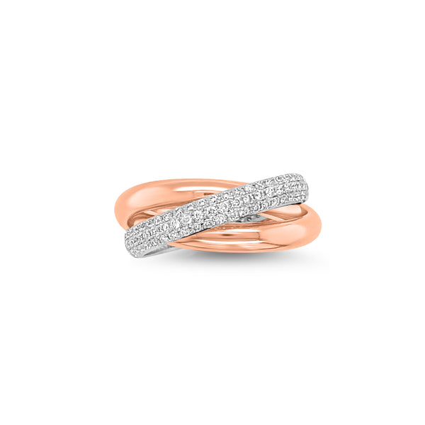 1.19 Carat Diamond Modern Rolling Ring in 14k Two-Tone Gold