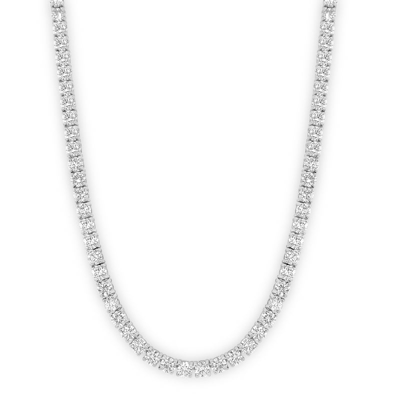 13.34 Carat Round Diamond Tennis Necklace in 14k White Gold