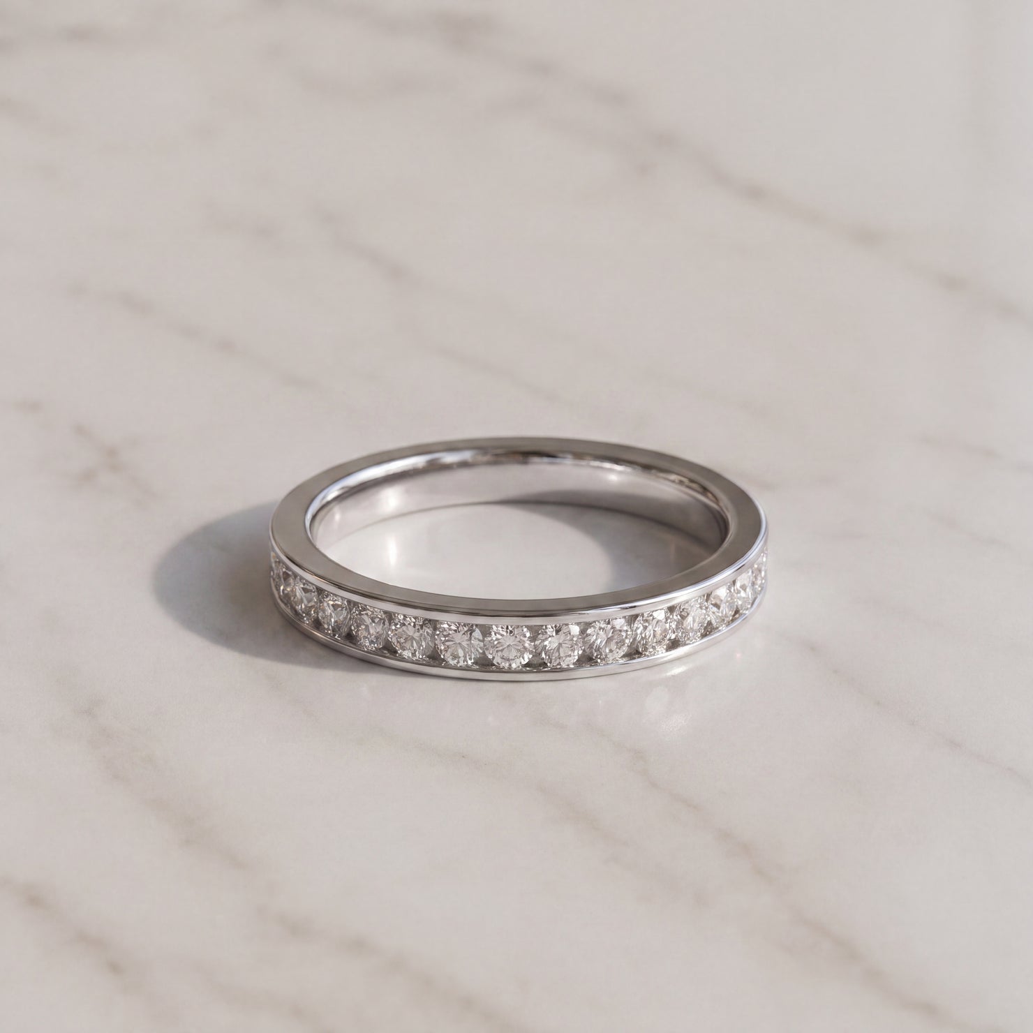 White Gold Diamond Channel Set Band