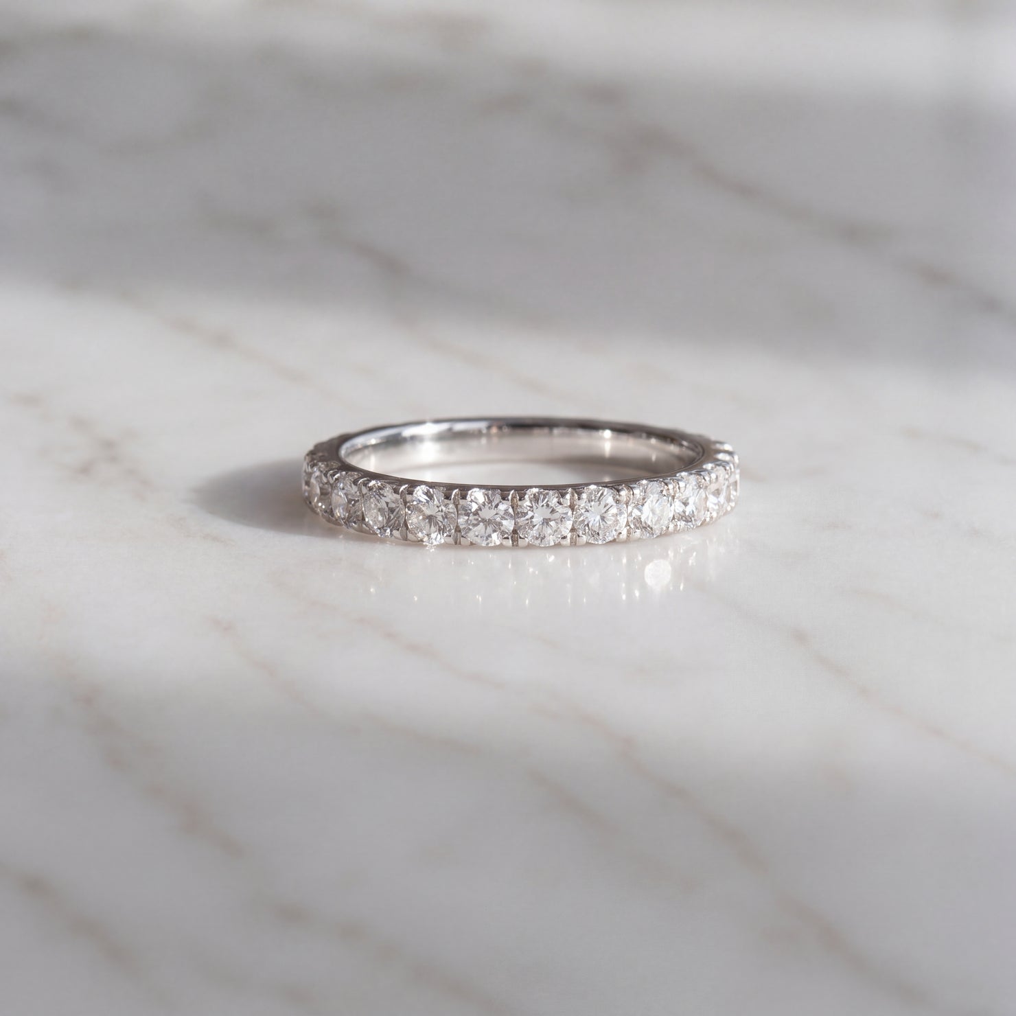 White Gold Diamond 'U' Prong Band