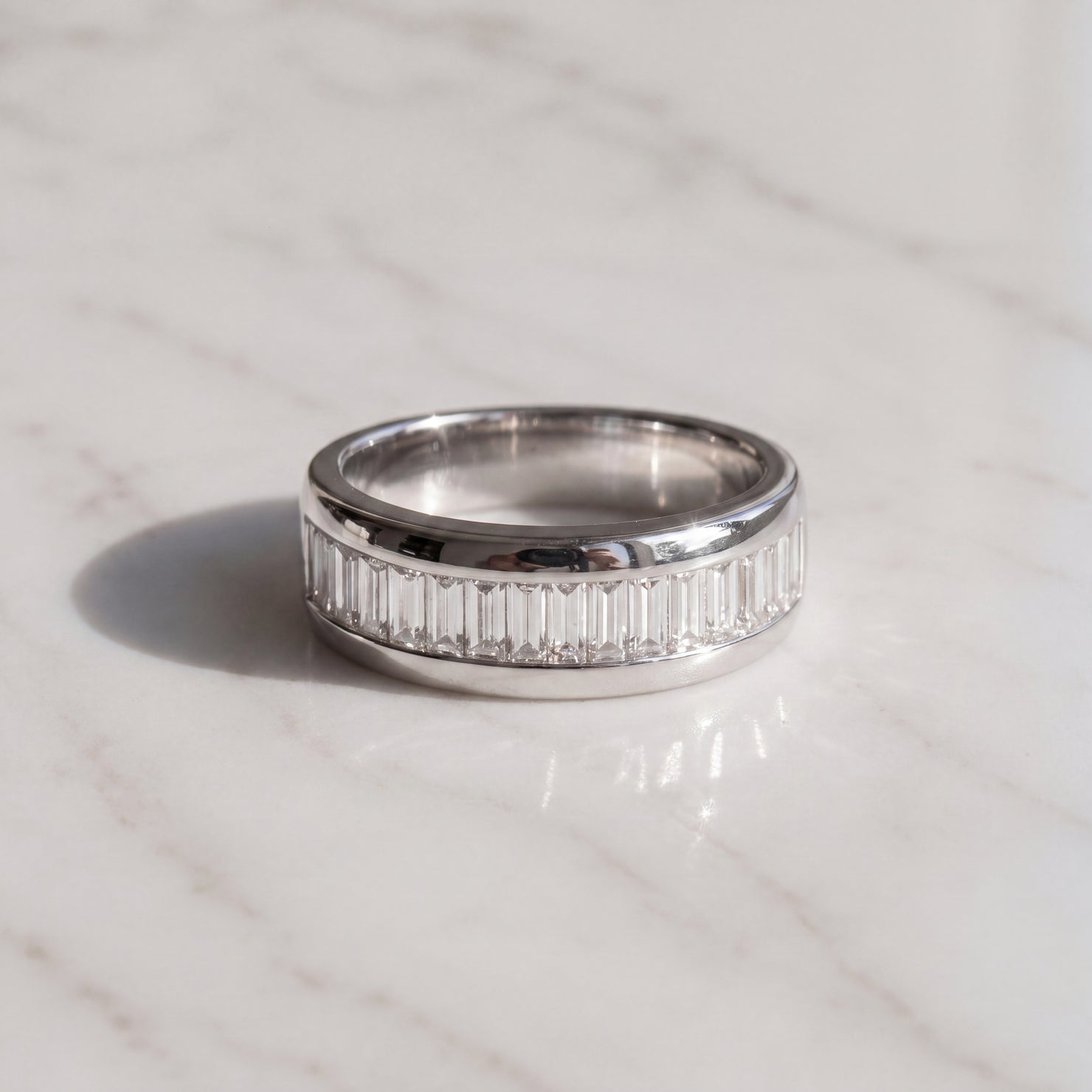 Baguette Diamond Channel Set Band in White Gold