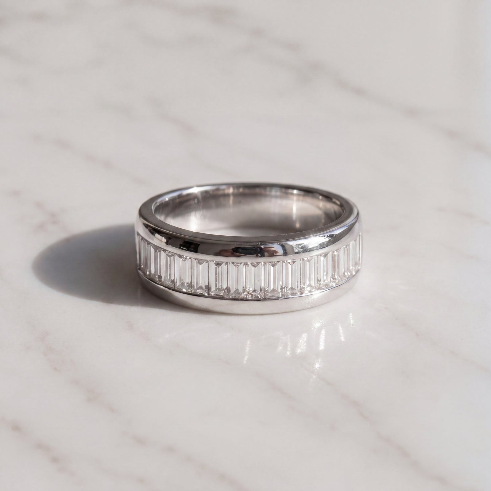 Baguette Diamond Channel Set Band in White Gold