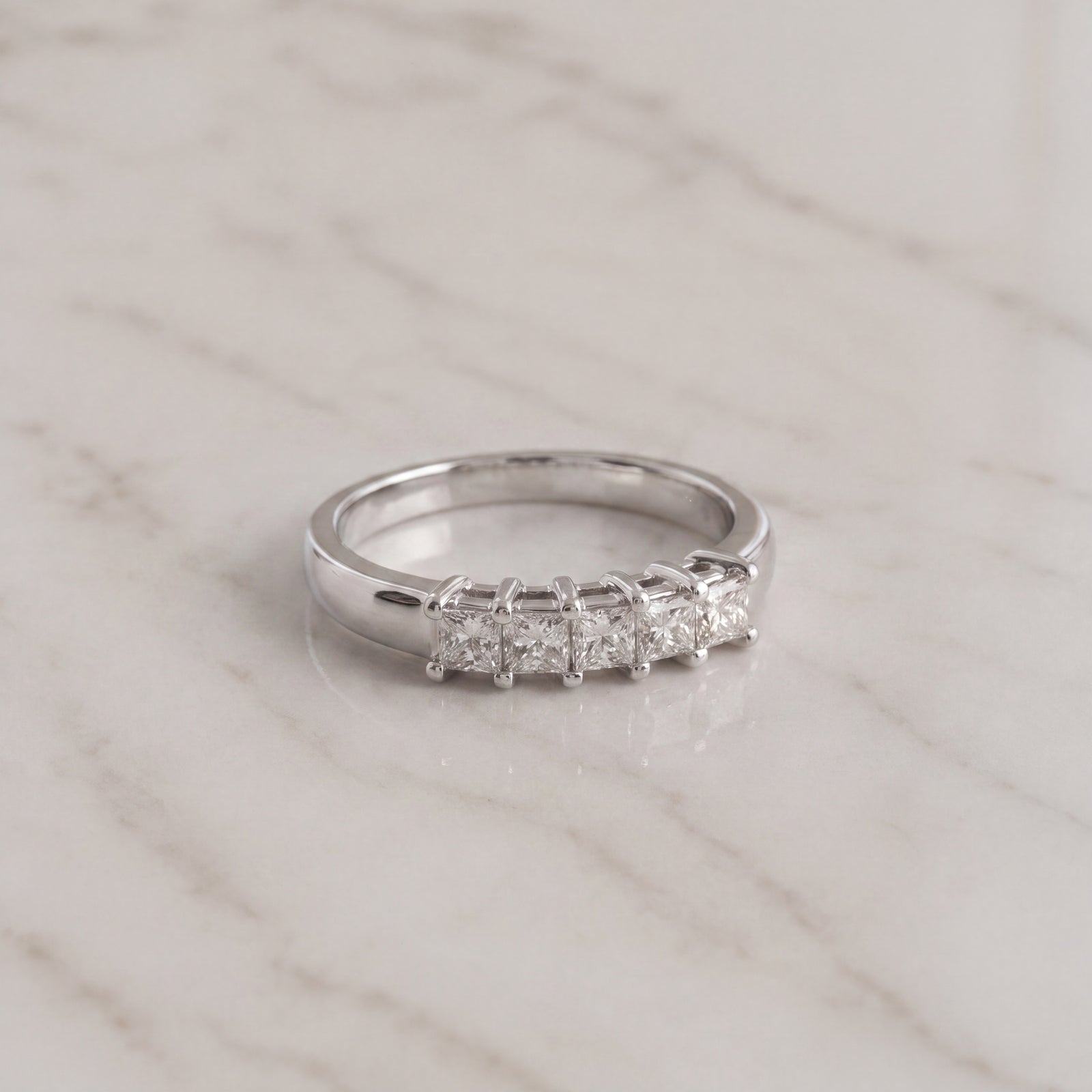 Five-Stone Princess Cut Diamond Ring in White Gold