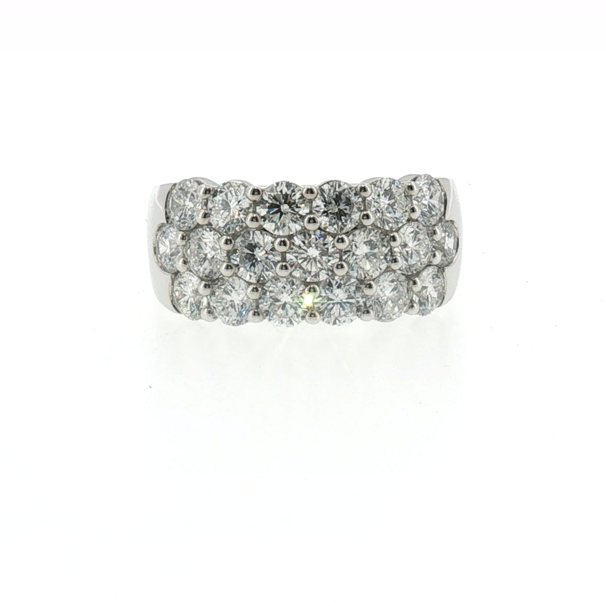 White Gold Multi-Row Diamond Band Ring